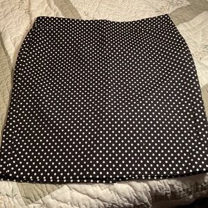 Black polka dot Ann Taylor slit in back skirt with zipper